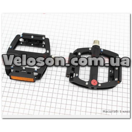 Педали MTB широкие 9/16" (101x98x16mm) со съёмными шипами, 2 пром-подшипника (6*13*5) черные NWL-506B FPD