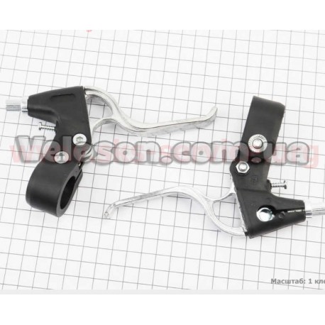 Тормозные ручки V-brake, пластмассово-алюминиевые, черно-серые Китай