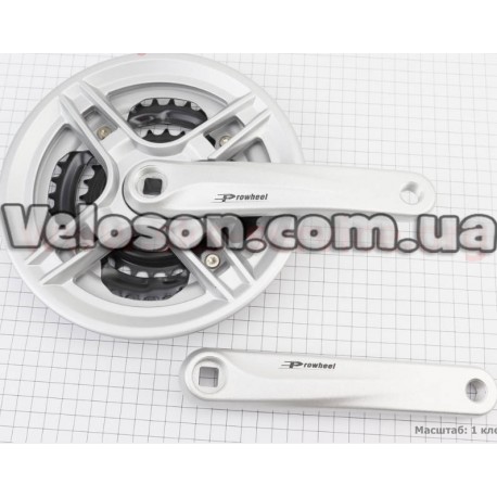 Шатуны "квадрат" 170мм, 48.38.28T MTB, алюминиевые, серые TY-CM03 PROWHEEL