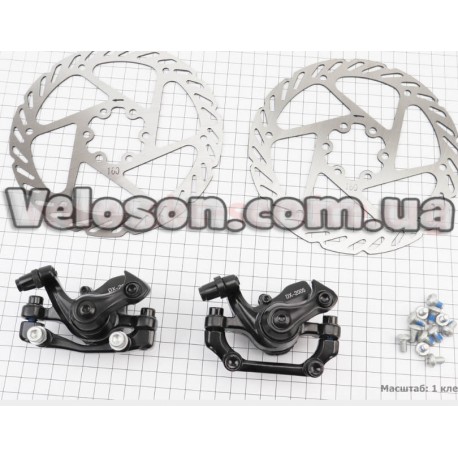 Тормоз дисковый передний (диск 160мм) + задний (диск 160мм) к-кт, черные DX-2005 LOGAN