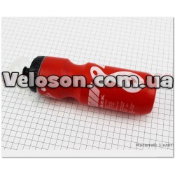 Фляга пластиковая 550мл, с защитной крышкой, красная с рисунком белым "Trek" Китай