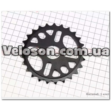 Звезда передняя 25Т 1/2"x1/8" на "ВМХ", алюминиевая, черная KL-C206 KENLI