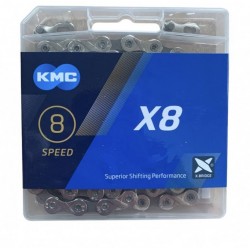 Цепь КМС X8 Silver/Gray 1/2 X 3/32 114 звеньев с замком
