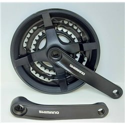 Shimano шатуни AFCTY301C888CL BK, 48-38-28Т, із PL захистом, L- 170 мм, 6/7/8 spd, алюмінієві зі сталевими зірками