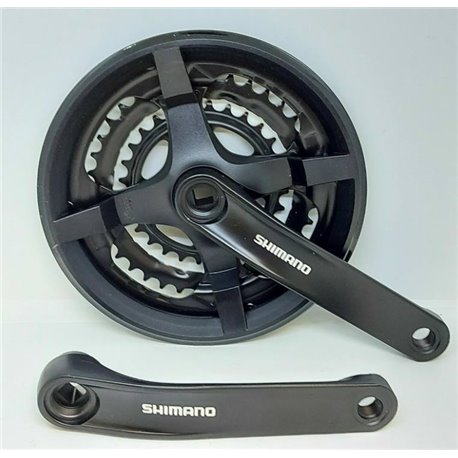 Shimano шатуни AFCTY301C888CL BK, 48-38-28Т, із PL захистом, L- 170 мм, 6/7/8 spd, алюмінієві зі сталевими зірками