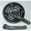 шатуни Shimano TY301 BK, 48-38-28Т, із PL захистом, L- 170 мм, 6/7/8 spd, алюмінієві зі сталевими зірками