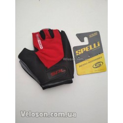Перчатки Spelli SBG-1457 без пальцев XL черные c красным с гелевыми вставками под ладонь
