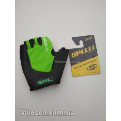 Перчатки Spelli SBG-1457 без пальцев L-XL черные c зеленым с гелевыми вставками под ладонь
