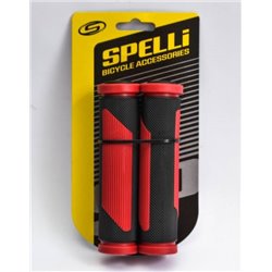 Гріпси SPELLI SBG-692, двокольорові Чорні з Червоним ,прямі, двофактурні - в крапинку зі смужками ,круглі, довж 125 мм