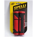 Грипсы SPELLI SBG-692, двухцветные Черные с Красным, прямые, двухфактурные - в крапинку с полосками, круглые, длина 125 мм.