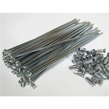 Спиця Хром 255мм СР + хром ніпель, 14G, 2mm, Тайвань SLE , упаковка - 100 шт,