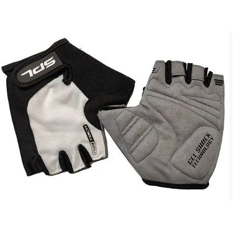 SPL рукавички SBG-1457 WH/BK "M", чорно-сірі з Білим,  (пальці відкриті) , розмір "M", з гелевими антишок вставками