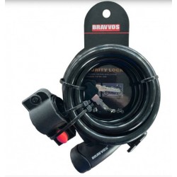 Замок BRAVVOS LOC-065-110 ключи со стальным тросом размер 12 mmX1500 mm черный