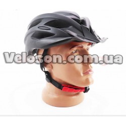 Шлем велосипедный L+фонарь задний, съёмный козырёк, 19 вент. отверстий, чёрный матовый V-05 Китай