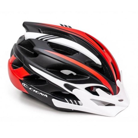 Шлем велосипедный с бел. козырьком СIGNA WT-016 черно-бело-красный М (54-57см)