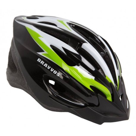 Шлем велосипедный HEL126 черно-бело-салатный L