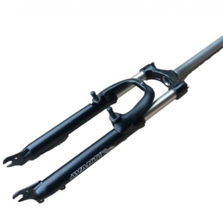 AVANTI, Амортизационная с механ локаутом, алюм корона, 1-1/8"  ХОД:80мм, крепление DISK и V-BRAKE ЧЕРНЫЙ,