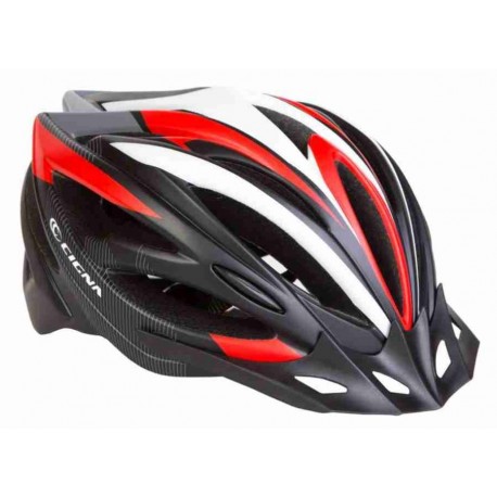 Шлем велосипедный с козырьком CIGNA WT-068 черно-бело-красный М (54-57см)