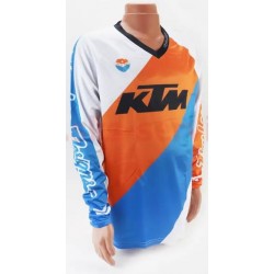 Футболка (Джерси) для мужчин XL - (Polyester 100%), длинные рукава, свободный крой, бело-оранжево-синяя, НЕ оригинал KTM