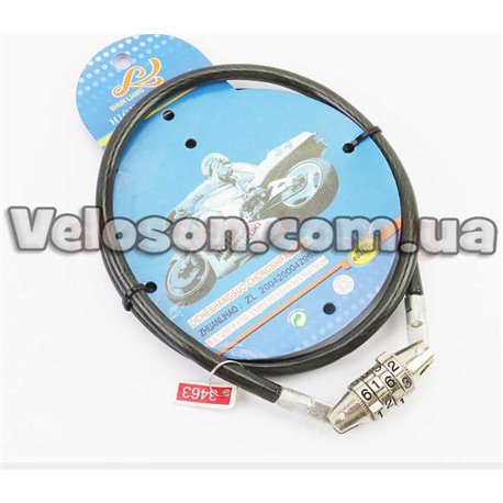 Замок противоугонный тросовый 800х8мм с 4-х значным кодом Китай