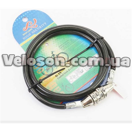 Замок противоугонный тросовый 1000х8мм с 4-х значным кодом Китай