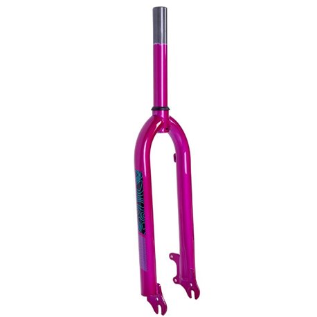 Вилка 24 жорстка сталь 1-1/8 rod-200 б/різьб. disc рожевий YS 7479