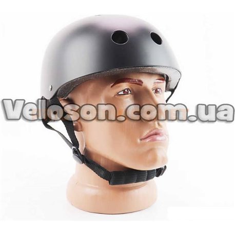 Шлем велосипедный подростковый BMX M (54-57см), 11 вент. отверстий, чёрный матовый Китай