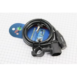 Замок протиугінний тросовий 1500х8мм під ключ, кріпл. за трубу сидіння, TY520 Флагман