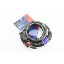 Замок противоугонный тросовый 1500х12мм с 4-х значным кодом, крепл. за трубу сидения, TY523 TONYON