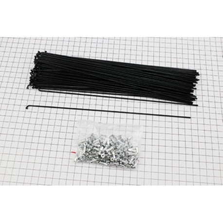 Спиця 14Gx256мм (100шт к-кт), чорна Китай