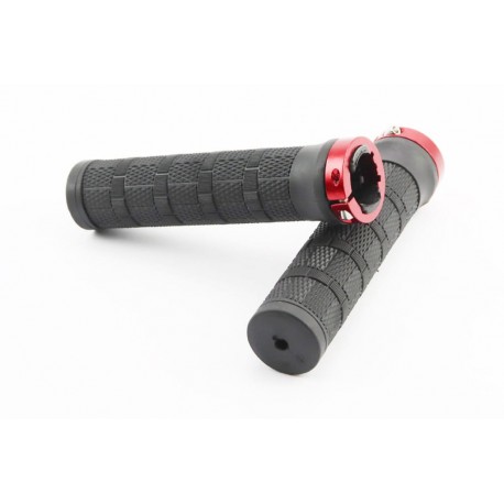 Ручки керма 130мм з затискачем Lock-On, чорно-червоні Китай