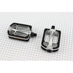 Педалі CITY 9/16" (112x72x25мм) алюмінієві, сріблясто-чорні NWL-369RL FPD