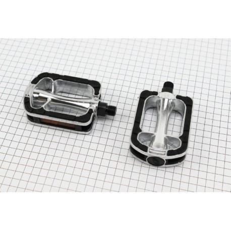 Педалі CITY 9/16" (112x72x25мм) алюмінієві, сріблясто-чорні NWL-369RL FPD