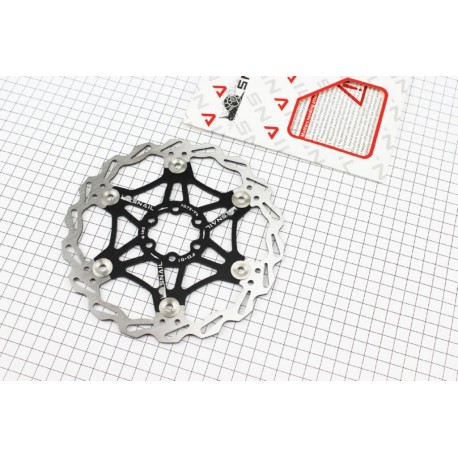 Гальмівний диск 180мм, кріпл. 6 болтів, на алюмінієвому павуку, чорний FD-01 SNAIL