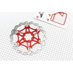 Тормозной диск 180мм, под 6 болтов, на алюминиевом пауке, красный FD-01 SNAIL