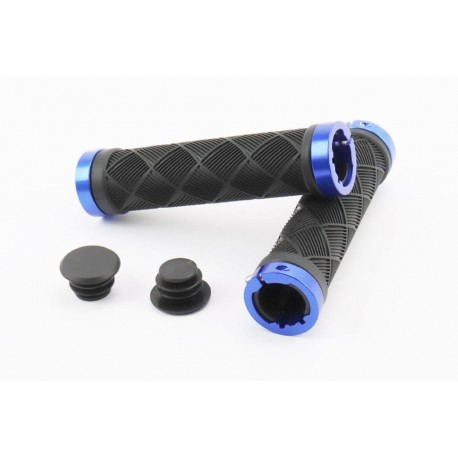 Ручки керма 130мм з затискачем Lock-On з двох сторін, чорно-сині TPE-093 FB ONE