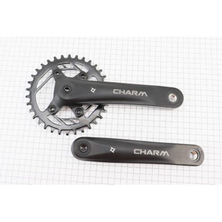 Шатуны "квадрат" 170мм, 34T (BCD: 76мм) MTB, алюминиевые, черные CHARM-34T PROWHEEL