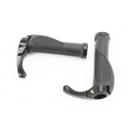 Ручки руля 140мм с зажимом Lock-On, эргономичные с рожками, чёрные Китай