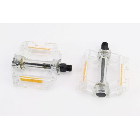 Педалі MTB широкі 9/16" (113x103x26.5мм) полікарбонатні, прозорі HC-JD287 Китай