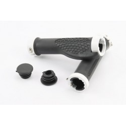 Ручки керма 130мм з затискачем Lock-On з двох сторін, ергономічні, чорно-білі Китай