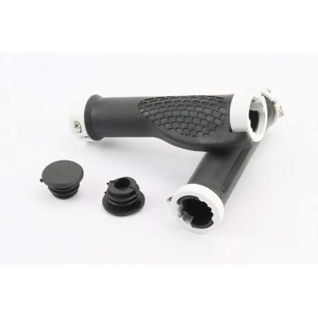 Ручки керма 130мм з затискачем Lock-On з двох сторін, ергономічні, чорно-білі Китай