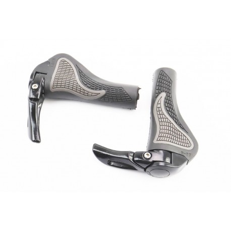 Ручки керма 140мм з затискачем Lock-On, ергономічні з ріжками, чорно-сірі RB-BT1008 Китай