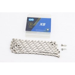 Цепь приводная 1/2х3/32х116L 8 скоростей, серебристая  X8 KMC