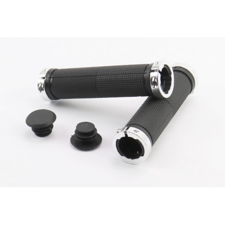 Ручки керма 130мм з затискачем Lock-On з двох сторін, чорно-сріблясті FL-426 Китай