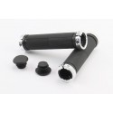 Ручки руля 130мм с зажимом Lock-On с двух сторон, чёрно-серебристые FL-426 Китай