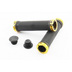 Ручки керма 130мм з затискачем Lock-On з двох сторін, чорно-золотисті FL-426 Китай