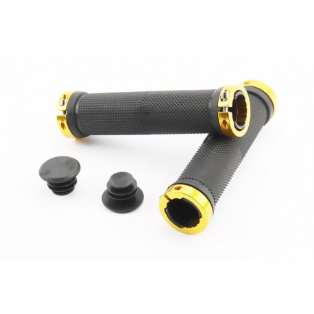 Ручки керма 130мм з затискачем Lock-On з двох сторін, чорно-золотисті FL-426 Китай