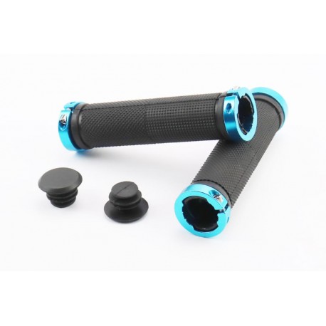 Ручки руля 130мм с зажимом Lock-On с двух сторон, чёрно-синие FL-426 Китай