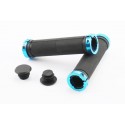 Ручки руля 130мм с зажимом Lock-On с двух сторон, чёрно-синие FL-426 Китай