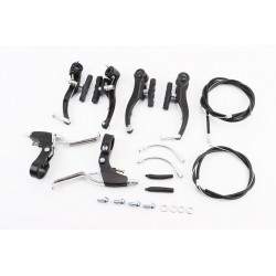 Тормоз V-brake 115мм (2 колеса) с ручками, тросами, алюминиевый, чёрный Китай